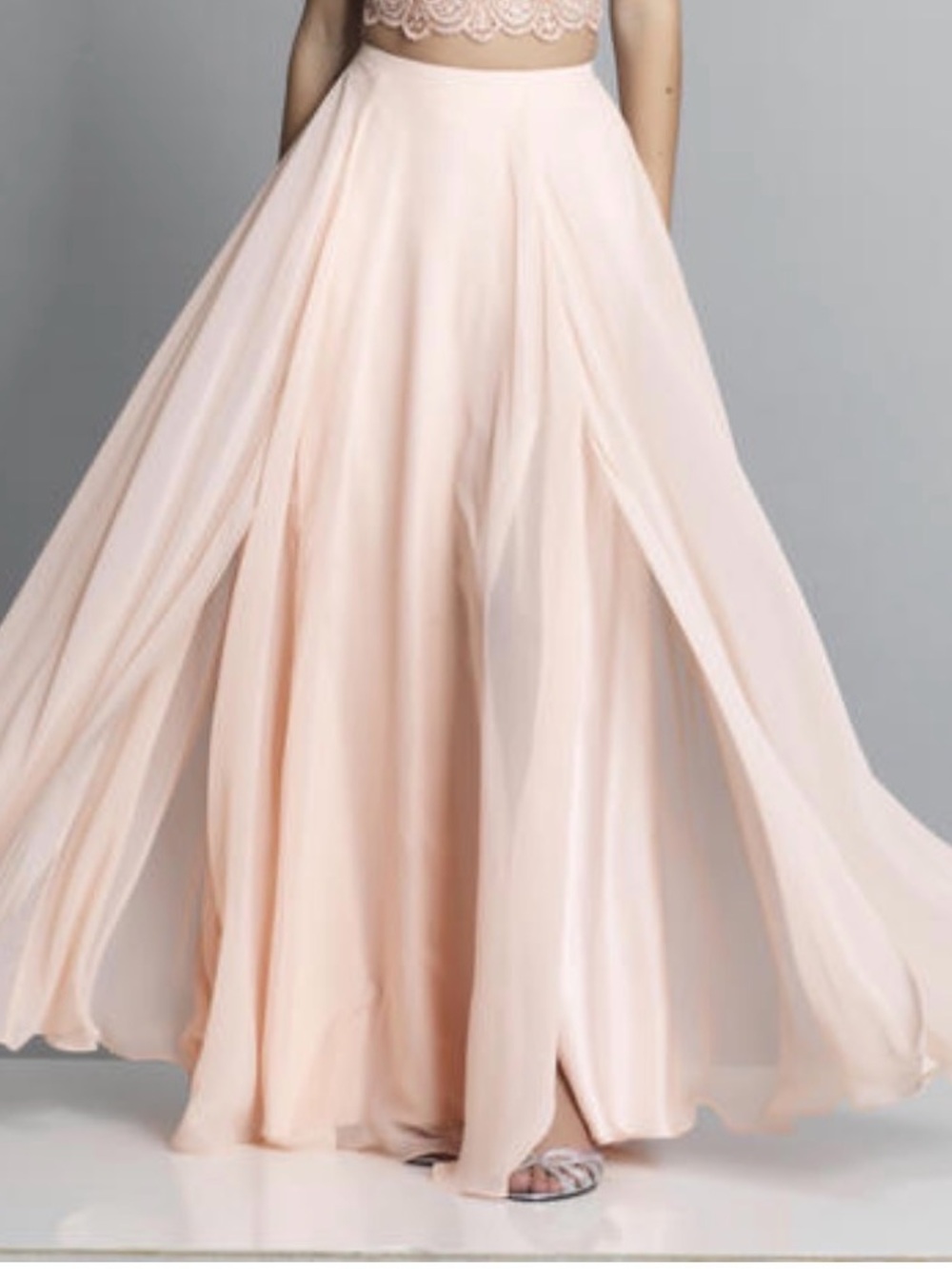 Speechless Two-Piece Prom Sequin & Lace Formal Set Size 5 Blush